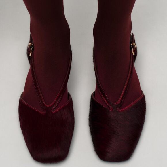 ZARA Double Strap Leather Ballet Flats NWT - Picture 11 of 16